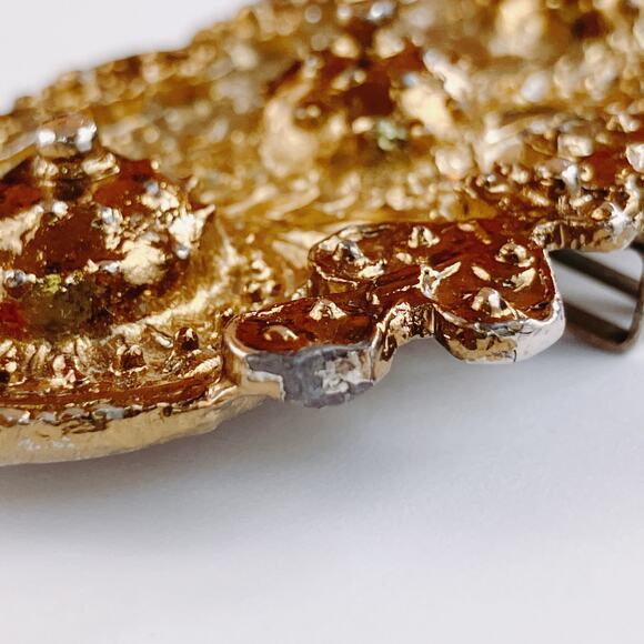 VTG 1970s Victorian Revival Ornate Gold Tone Cast Metal Rococo Belt Buckle - Picture 5 of 11